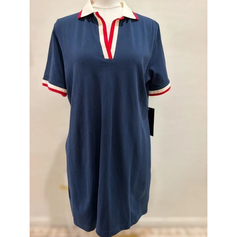 Tuckernuck Hutton Polo Dress XL Midnight Navy Red White NWT